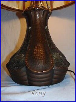 Rare Arts Craft Caramel Slag Glass Lamp Terracotta Hammered Copper Finish Flower Rare Arts Craft Caramel Slag Glass Lamp Terracotta Hammered Copper Finish Flower