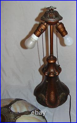 Rare Arts Craft Caramel Slag Glass Lamp Terracotta Hammered Copper Finish Flower Rare Arts Craft Caramel Slag Glass Lamp Terracotta Hammered Copper Finish Flower