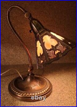 Rare Bradley & Hubbard Brass Slag Glass Gooseneck Piano Desk Study Library Lamp