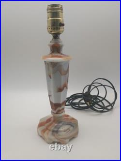 Rare Globe Specialty Company Akro Agate Slag Glass Lamp withgold shade, rewired