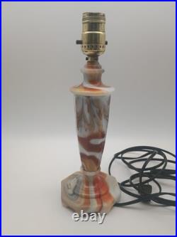Rare Globe Specialty Company Akro Agate Slag Glass Lamp withgold shade, rewired