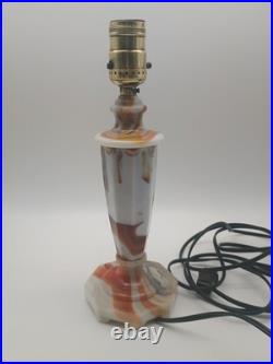 Rare Globe Specialty Company Akro Agate Slag Glass Lamp withgold shade, rewired
