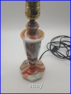 Rare Globe Specialty Company Akro Agate Slag Glass Lamp withgold shade, rewired