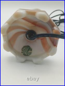 Rare Globe Specialty Company Akro Agate Slag Glass Lamp withgold shade, rewired Rare Globe Specialty Company Akro Agate Slag Glass Lamp withgold shade, rewired