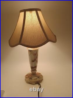 Rare Globe Specialty Company Akro Agate Slag Glass Lamp withgold shade, rewired