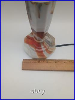 Rare Globe Specialty Company Akro Agate Slag Glass Lamp withgold shade, rewired