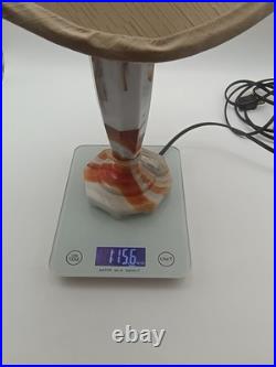 Rare Globe Specialty Company Akro Agate Slag Glass Lamp withgold shade, rewired Rare Globe Specialty Company Akro Agate Slag Glass Lamp withgold shade, rewired