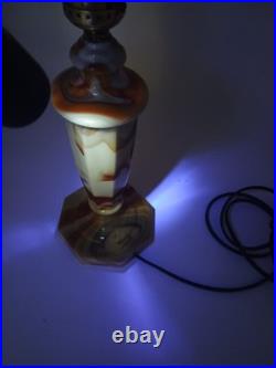 Rare Globe Specialty Company Akro Agate Slag Glass Lamp withgold shade, rewired