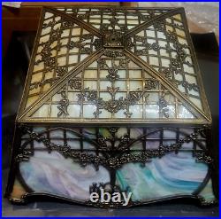 Rare Large Empire Antique Slag Glass 16 Panel Lamp