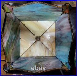 Rare Large Empire Antique Slag Glass 16 Panel Lamp