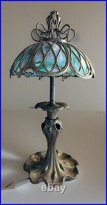 Rare Suess Slag Glass Lamp Chicago Bronze Four Pull Chain Lights 32 Wow