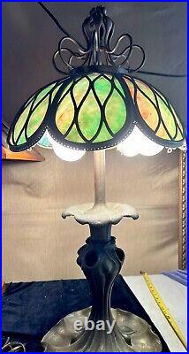 Rare Suess Slag Glass Lamp Chicago Bronze Four Pull Chain Lights 32 Wow