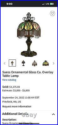 Rare Suess Slag Glass Lamp Chicago Bronze Four Pull Chain Lights 32 Wow