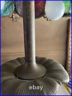 Rare Suess Slag Glass Lamp Chicago Bronze Four Pull Chain Lights 32 Wow