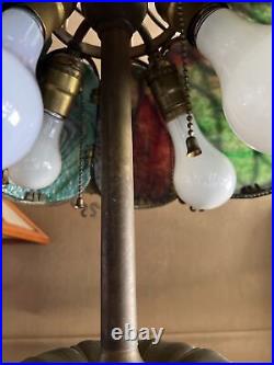 Rare Suess Slag Glass Lamp Chicago Bronze Four Pull Chain Lights 32 Wow