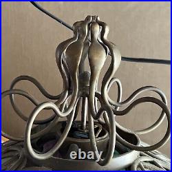 Rare Suess Slag Glass Lamp Chicago Bronze Four Pull Chain Lights 32 Wow