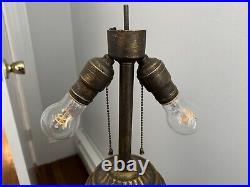 Rare Unique Slag Glass Lamp With Lighted Base