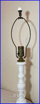 Rare antique vintage milk slag white glass brass electric table lamp light