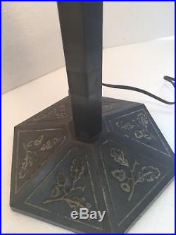 Rare ca. 1910 Bradley & Hubbard Filigree And Slag Glass Table Lamp