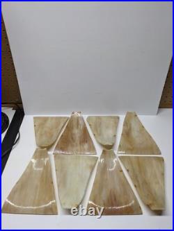 Read VTG Slag Glass Electric Metal Lamp Caramel & Blue 2 Tone 28 Tall