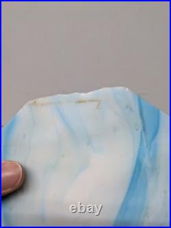 Read VTG Slag Glass Electric Metal Lamp Caramel & Blue 2 Tone 28 Tall