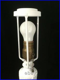 Refurbished Antique Boudoir Table Lamp With Slag Glass Shade-Blue #2601