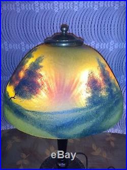Reverse Painted Pittsburg Lamp Handel Tiffany arts & crafts slag glass deco