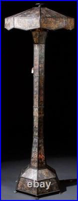 Reviere Studios New York Art Crafts Bronze Grapevine Glass Lamp Light Tiffany