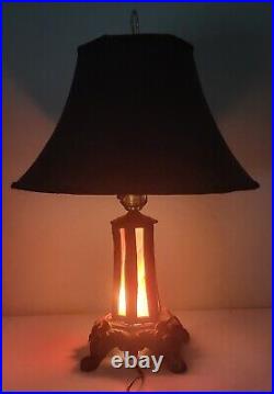 SLAG GLASS (MARBLE GLASS) TABLE LAMP, 26, with Screw in Bell Shade, ANTIQUE