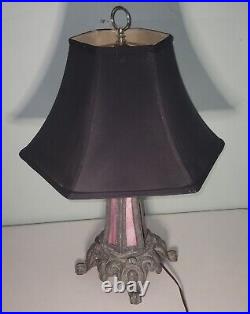 SLAG GLASS (MARBLE GLASS) TABLE LAMP, 26, with Screw in Bell Shade, ANTIQUE