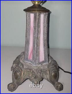 SLAG GLASS (MARBLE GLASS) TABLE LAMP, 26, with Screw in Bell Shade, ANTIQUE