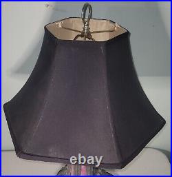 SLAG GLASS (MARBLE GLASS) TABLE LAMP, 26, with Screw in Bell Shade, ANTIQUE