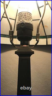 SPECTRUM Arts & Crafts Mission Style Leaded Slag Glass Side Table Lamp Made 2000