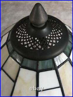 SPECTRUM Arts & Crafts Mission Style Leaded Slag Glass Side Table Lamp Made 2000