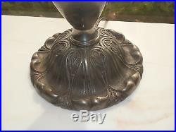 STUNNING ANTIQUE VICTORIAN SLAG GLASS LAMP With WONDERFUL PEWTER BASE & DETAIL