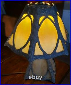 SUPER ARTS AND CRAFTS BOUDOIR SLAG GLASS LAMP 2 LIGHTS Really Nice