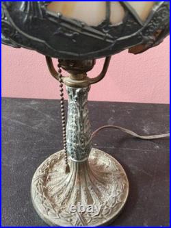 Salem Bros Art Nouveau Boudoir Camel Slag Glass Table Lamp Working Salem Bros Art Nouveau Boudoir Camel Slag Glass Table Lamp Working