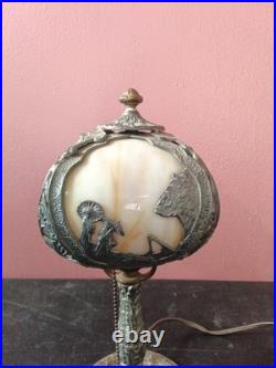 Salem Bros Art Nouveau Boudoir Camel Slag Glass Table Lamp Working Salem Bros Art Nouveau Boudoir Camel Slag Glass Table Lamp Working