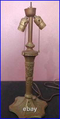 Salem Brothers Antique Slag Glass Lamp Japanese Theme 1910-1920 Working Salem Brothers Antique Slag Glass Lamp Japanese Theme 1910-1920 Working