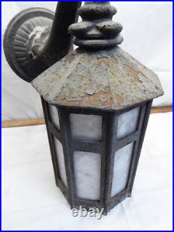 Salvage Slag Glass Porch Sconce Lamp Light Ornate Octagonal Victorian House