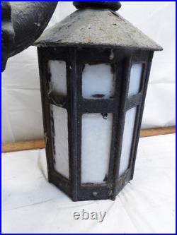 Salvage Slag Glass Porch Sconce Lamp Light Ornate Octagonal Victorian House