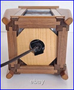 Sankora Studios Junior Luminary Blue Slag Glass Lamp Walnut Wood 7.5