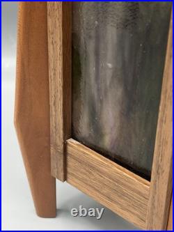 Sankora Studios Mid Century Vibe Slag Glass Lamp Walnut Maple Wood 9