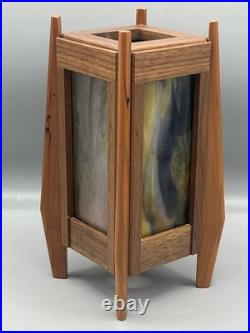 Sankora Studios Mid Century Vibe Slag Glass Lamp Walnut Maple Wood 9 Sankora Studios Mid Century Vibe Slag Glass Lamp Walnut Maple Wood 9