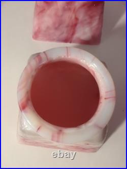 Set of 4 Antique BOURNIQUE Arts Crafts Kokomo Pink Slag Glass Lamp Shades