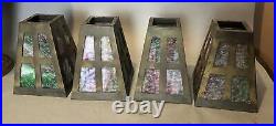 Set of 4 Vintage Antique Arts & Crafts Style Slag Glass Lamp Shades