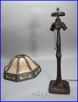 Signed HANDEL Arts & Crafts Table Slag Glass & Filigree Lamp c. 1910 antique