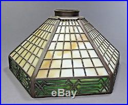 Signed HANDEL Six Panel Geometric Slag Glass Lamp Shade ca. 1920s Arts & Crafts