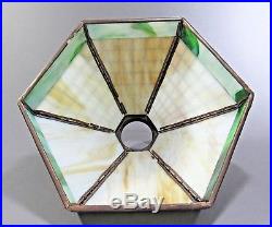 Signed HANDEL Six Panel Geometric Slag Glass Lamp Shade ca. 1920s Arts & Crafts