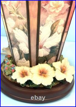 Signed Lina Liu Hummingbird Electric Slag Glass Lamp Shimmering Elegance 53d